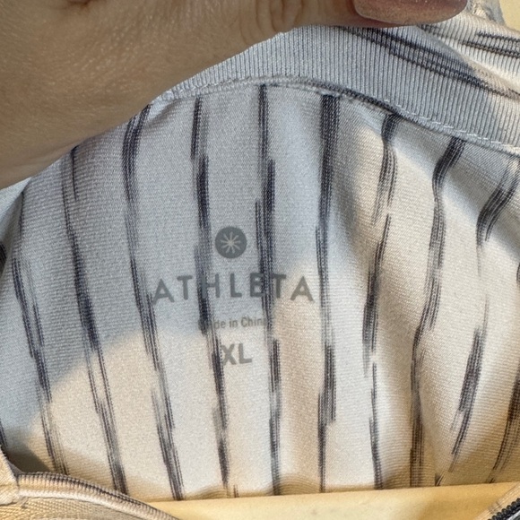 Athleta White and Gray Striped pullover XL - Picture 2 of 4